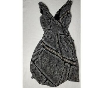 Ella Moss Paisley Print Dress Sleeveless V-Neck Casual Black‎ Gray Size M Boho